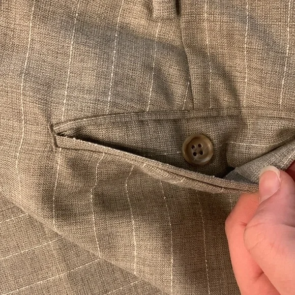 Brooks brother beige pinstripe wool suit, 40L blazer, 34” waist pant - Picture 9 of 11